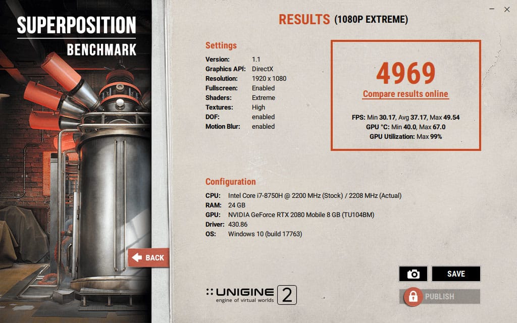 ASUS ROG Zephyrus S GX701 Benchmark Superposition