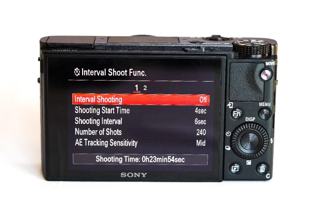 sony rx100 vii interval shooting settings