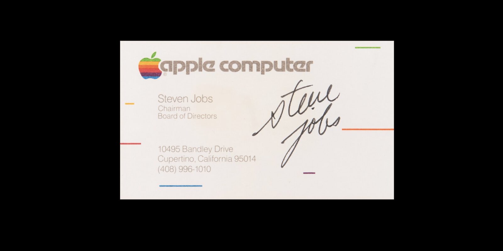 Steve Jobs' signature on 1983 business card Sells for over $180,000